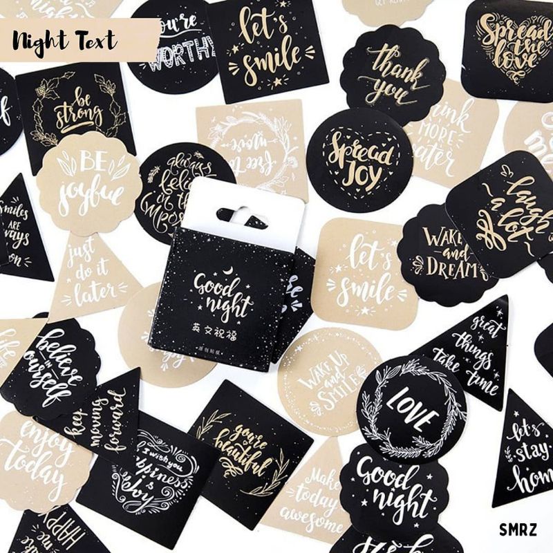 

Night Text Sticker Piece - Stiker Ecer Quotes Malam / Aesthetic / Journal