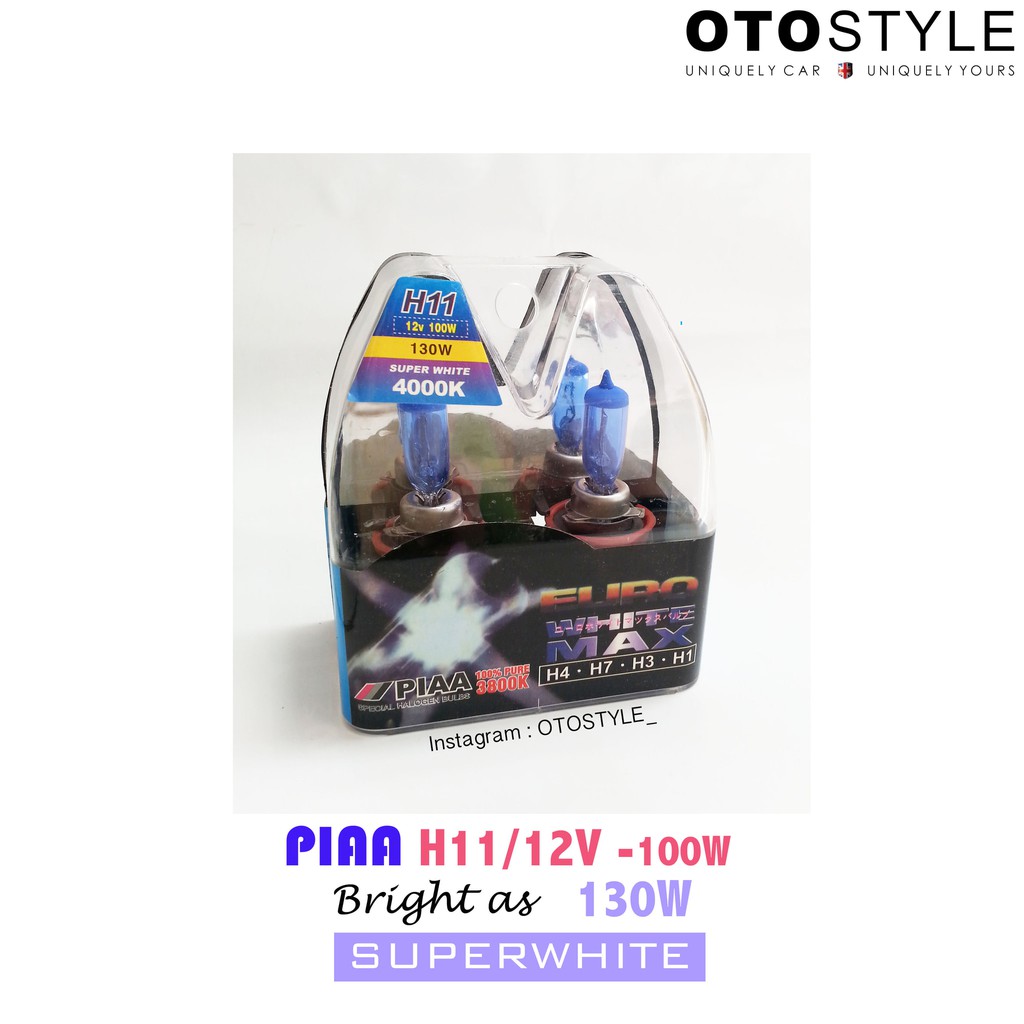Bohlam Plazma H11 Putih KV 4OOOk Merk PIAA (Halogen) AG22