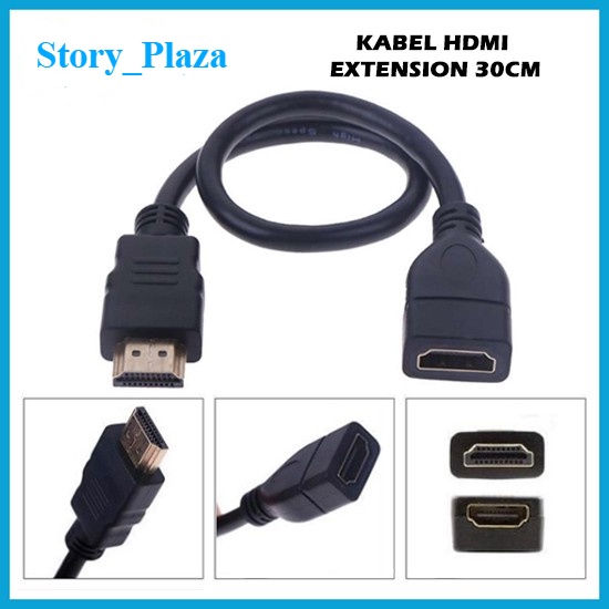 Kabel HDMI Male To Female Extension 30cm Extender Cable 0.3m / Dongle Wifi Android Smart TV Termurah