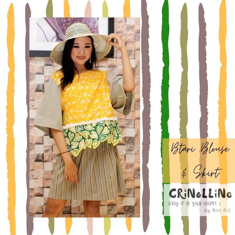 Baju lurik warna alam, baju batik ayam, dress lurik bordir, CRINOLLINE, BTARI sets, ori designer