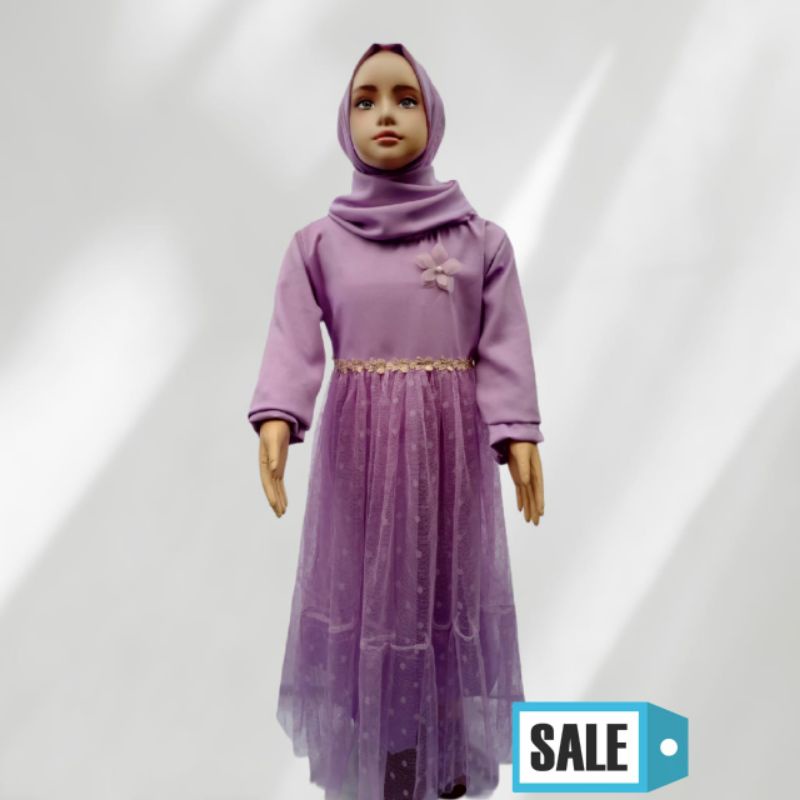 Gamis anak tulledot plus hijab