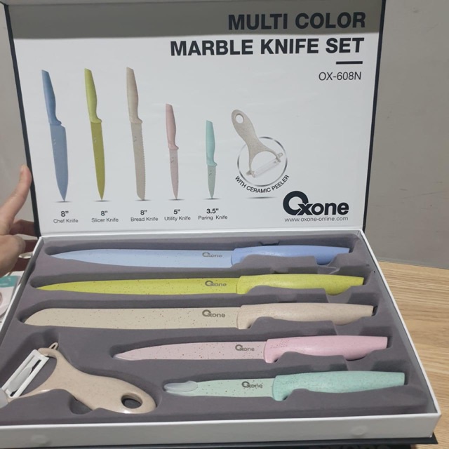 Paket Pisau Set Oxone 608N Black Marble Knife Set OX-608N - Pisau Set Oxone ( 100% ORIGINAL ) Berkualitas