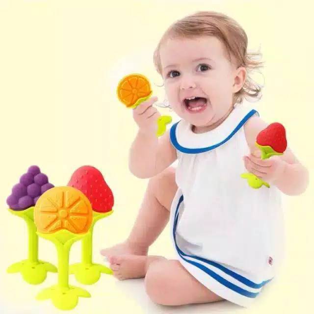 TEETHER silicone Mainan Gigitan Bayi silikon bentuk buah Fruit PEGANGAN