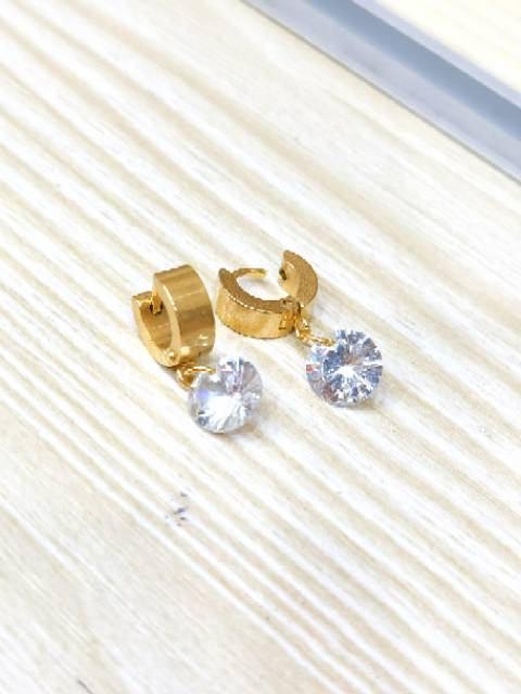 Anting wanita perhiasan lapis emas | Anting cewek | Stainless steel | permata swarovski