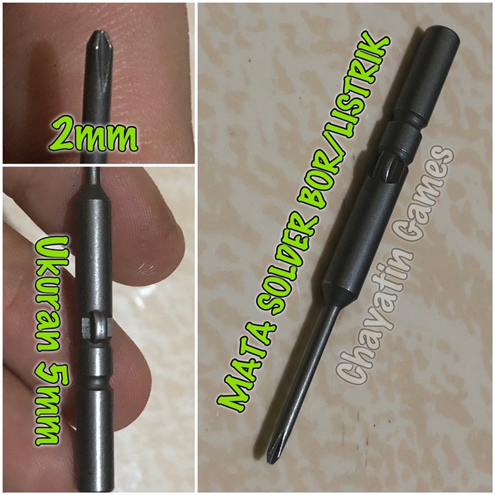 Mata Obeng Bor Listrik model Plus ukuran 2mm - 2 mili Diameter 5mm