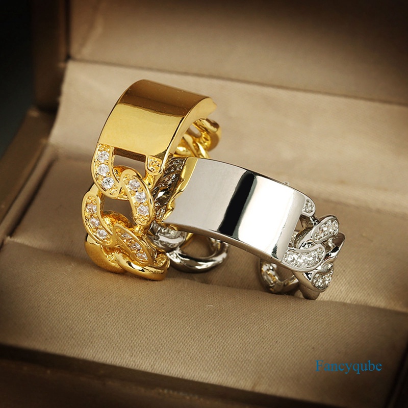 Fancyqube Cincin Rantai Adjustable Bahan Stainless Steel Gaya Punk Untuk Pria Dan Wanita