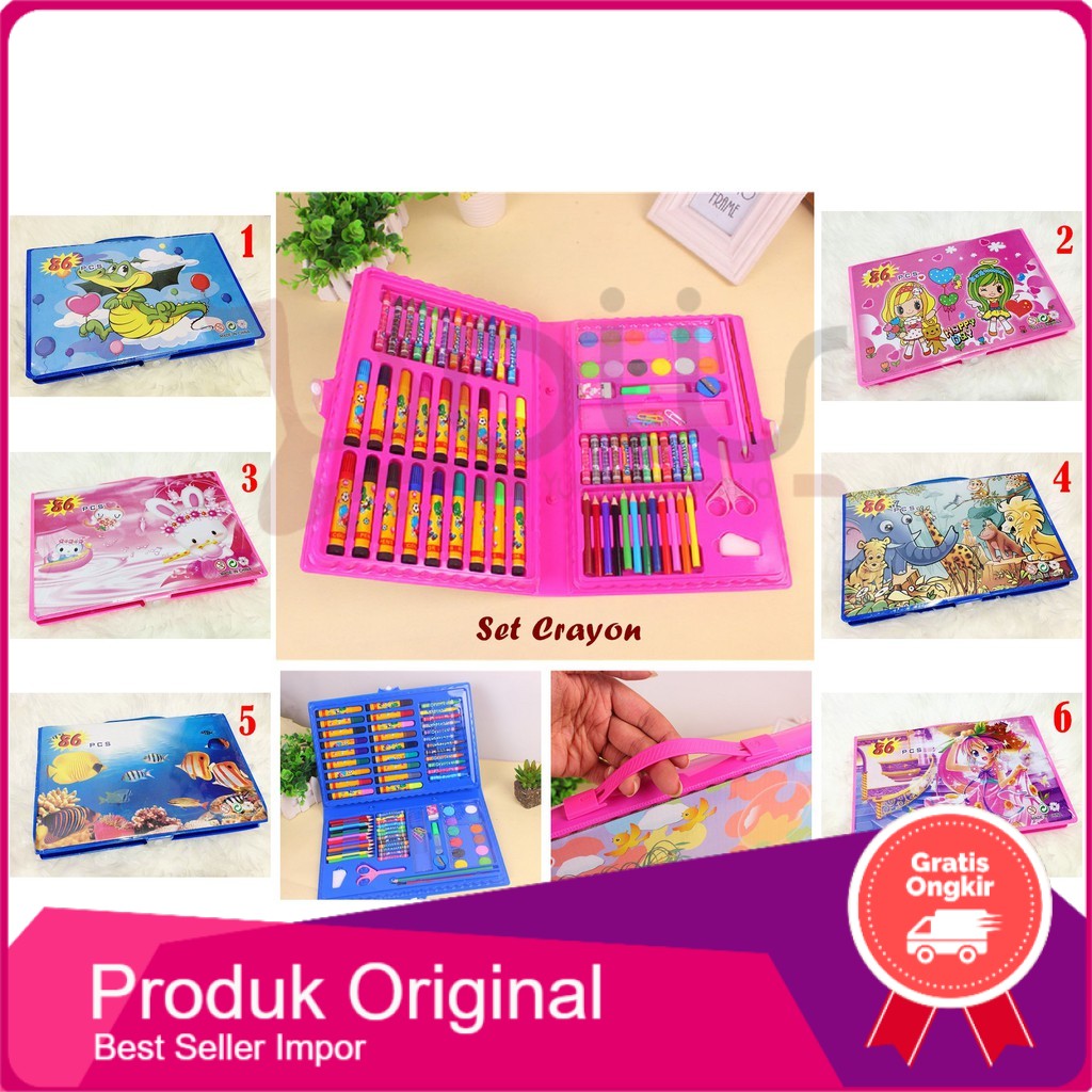 

Set Crayon 86 PCS (Set alat menggambar, isinya banyak)