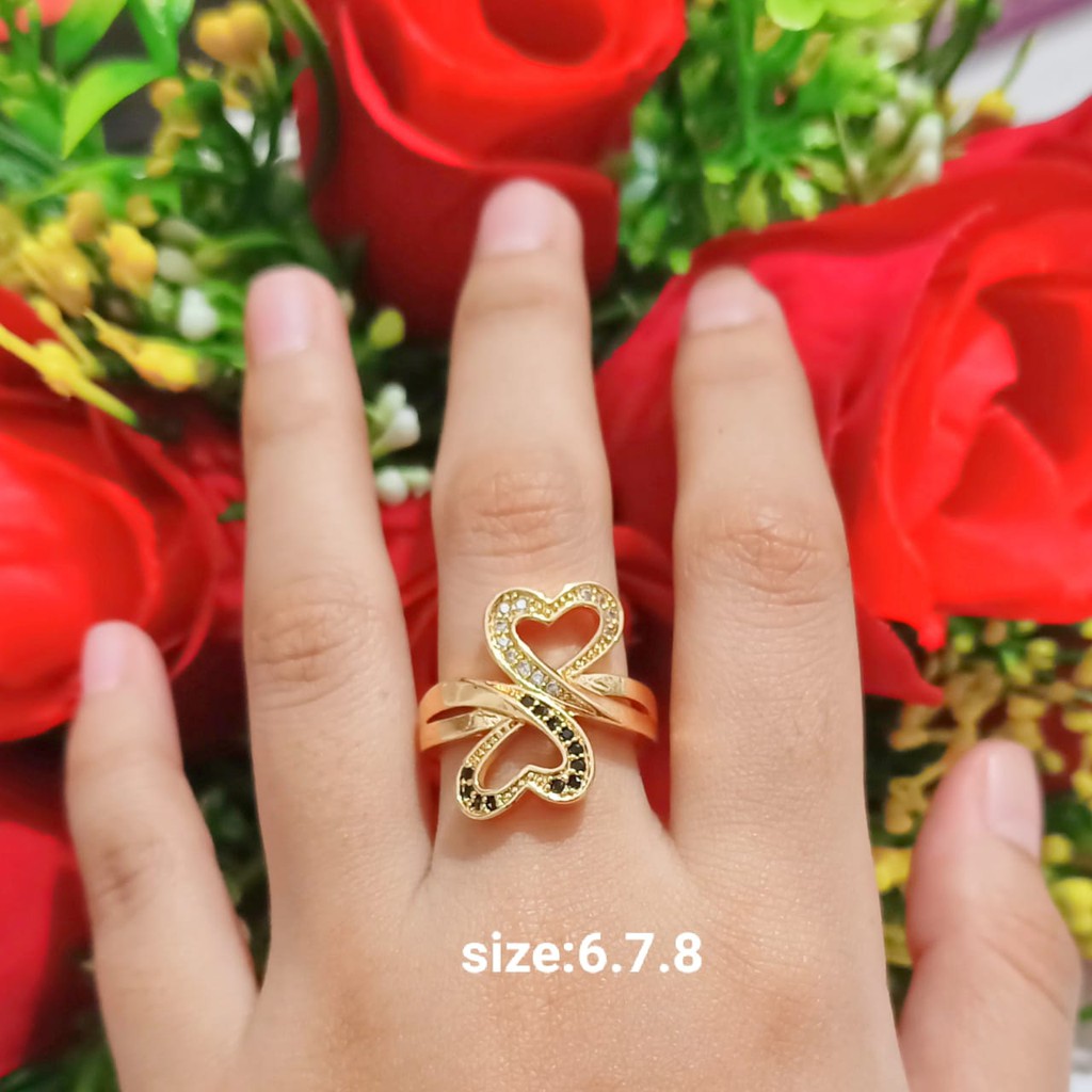 Cincin Dewasa Permata Zircon Gold Perhiasan Wanita Limited edition (COD)