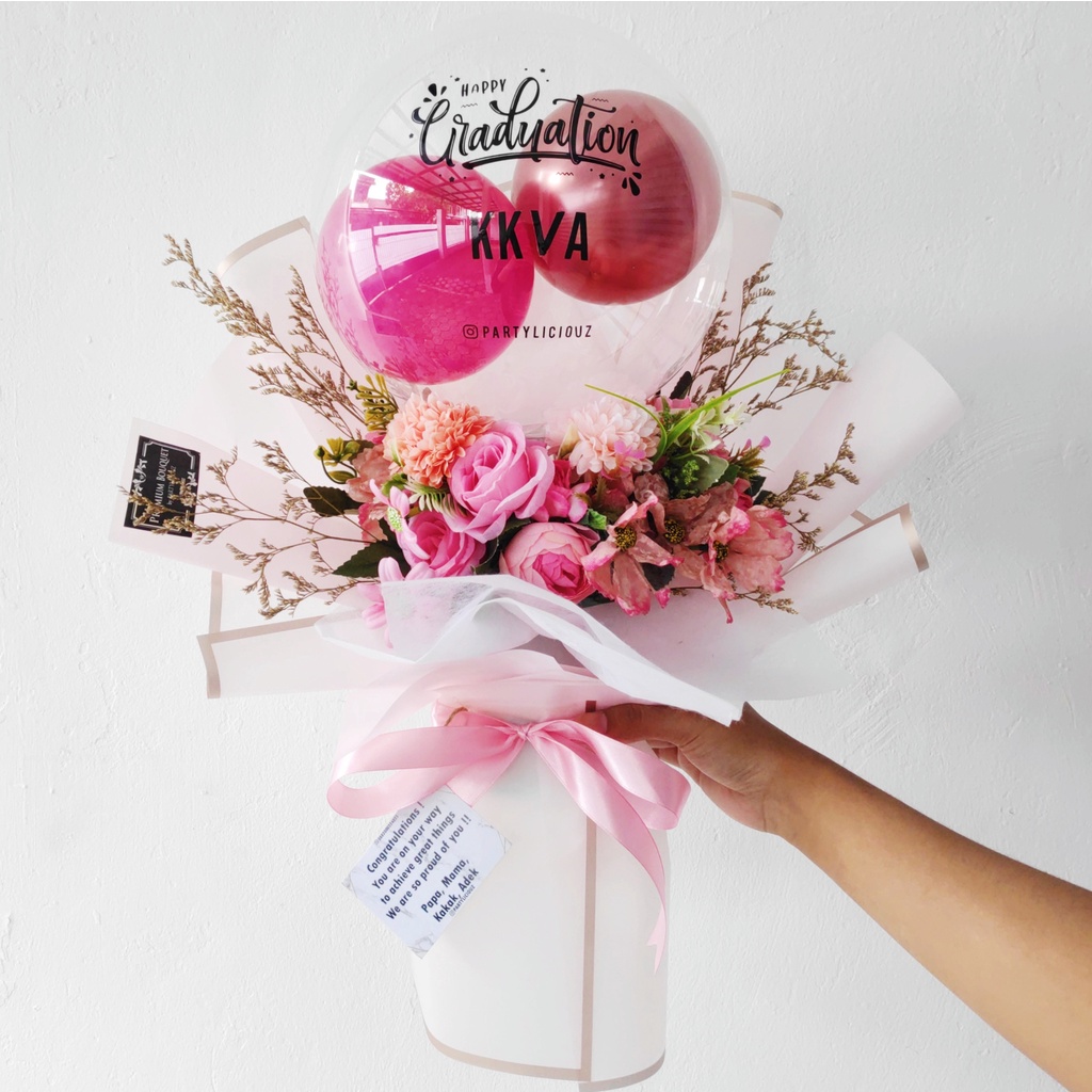 PREMIUM MIX ARTIFICIAL BALLOON BOUQUET / HAND BOUQUET / BUKET BUNGA / BUKET BALON / HADIAH ULANG TAH