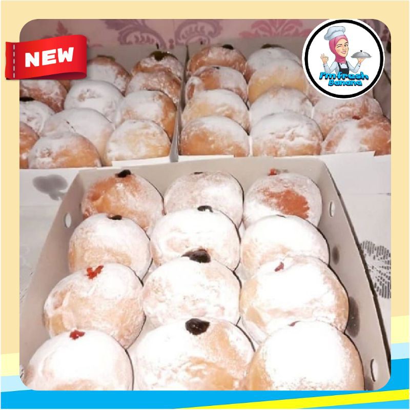 

FRESH BANANA/BOMBOLONI ISI 12(PCS)COKLAT,STRAWBERRY,TIRAMITSU/KUE TART/DONAT BOMBOLONI ISI MURAH