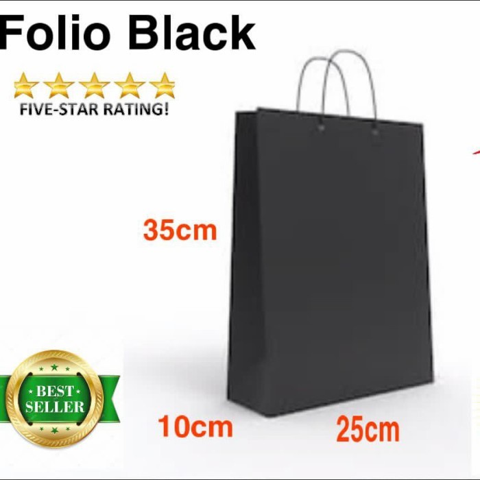 

(TERLARIS) Paperbag Hitam Folio 25X10X35 Taskertas Hitam Tas Souvenir Tas Belanja