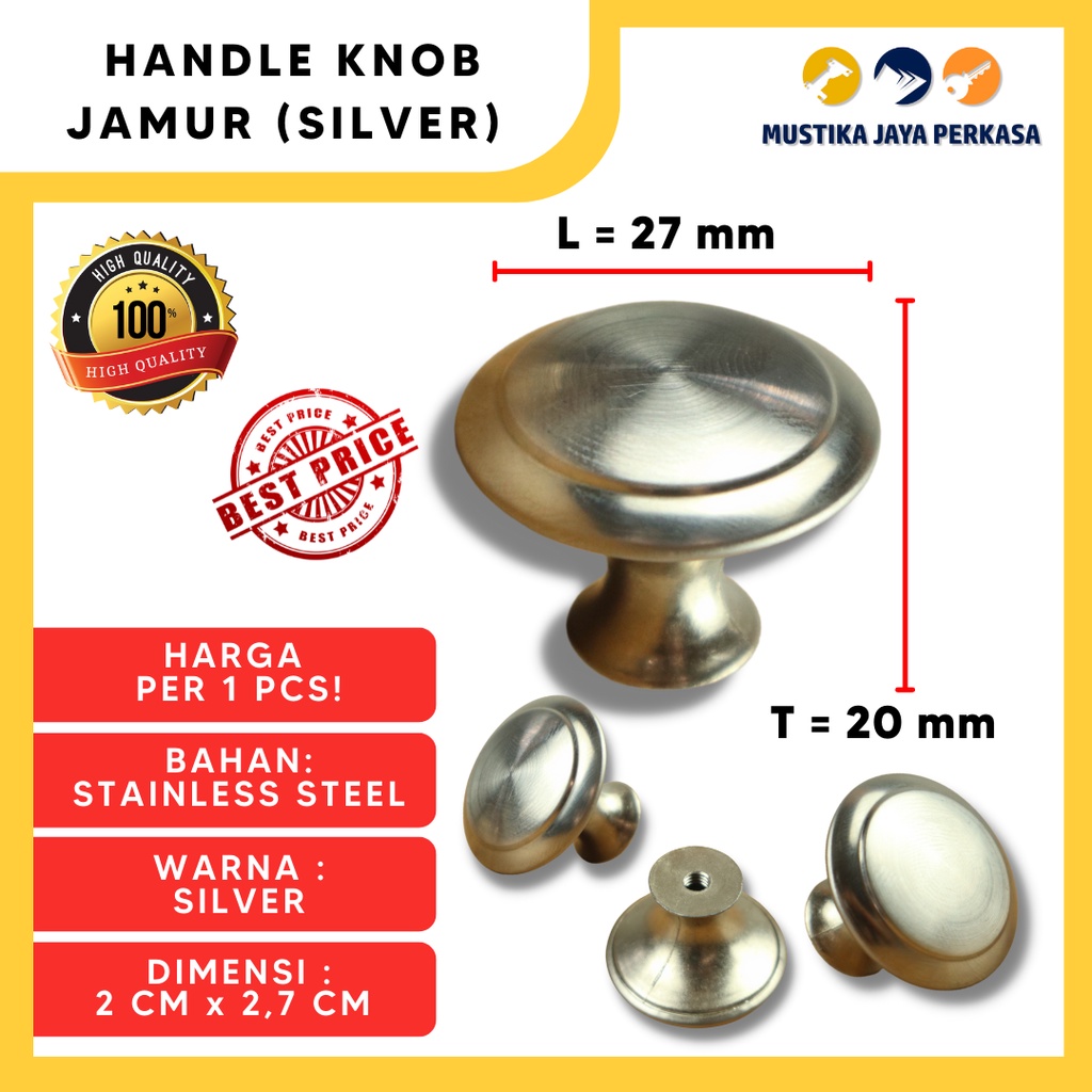 Handle Tarikan Knob Jamur Stainless Besi Murah Pegangan Laci Lemari