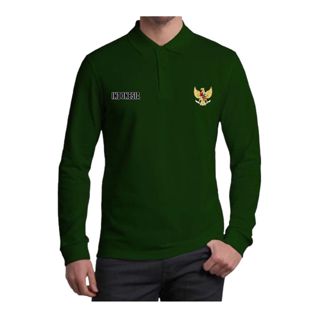 Noveli wear - Kaos kerah pria lengan panjang | kaos polo shirt distro logo Garuda Indonesia