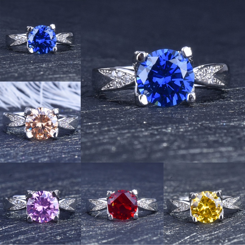 Fancyqube Cincin Jari Cubic Zircon Bentuk Persegi Adjustable Warna-Warni Gaya Klasik Untuk Wanita