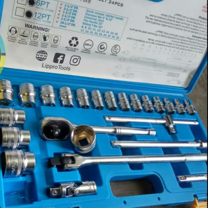 KUNCI SHOCK SET 1/2" 24 PCS 6 PT LIPPRO