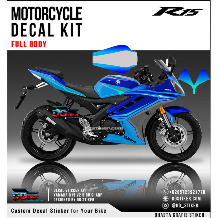 Decal Sticker R15 V2 Biru Sharp DG Stiker