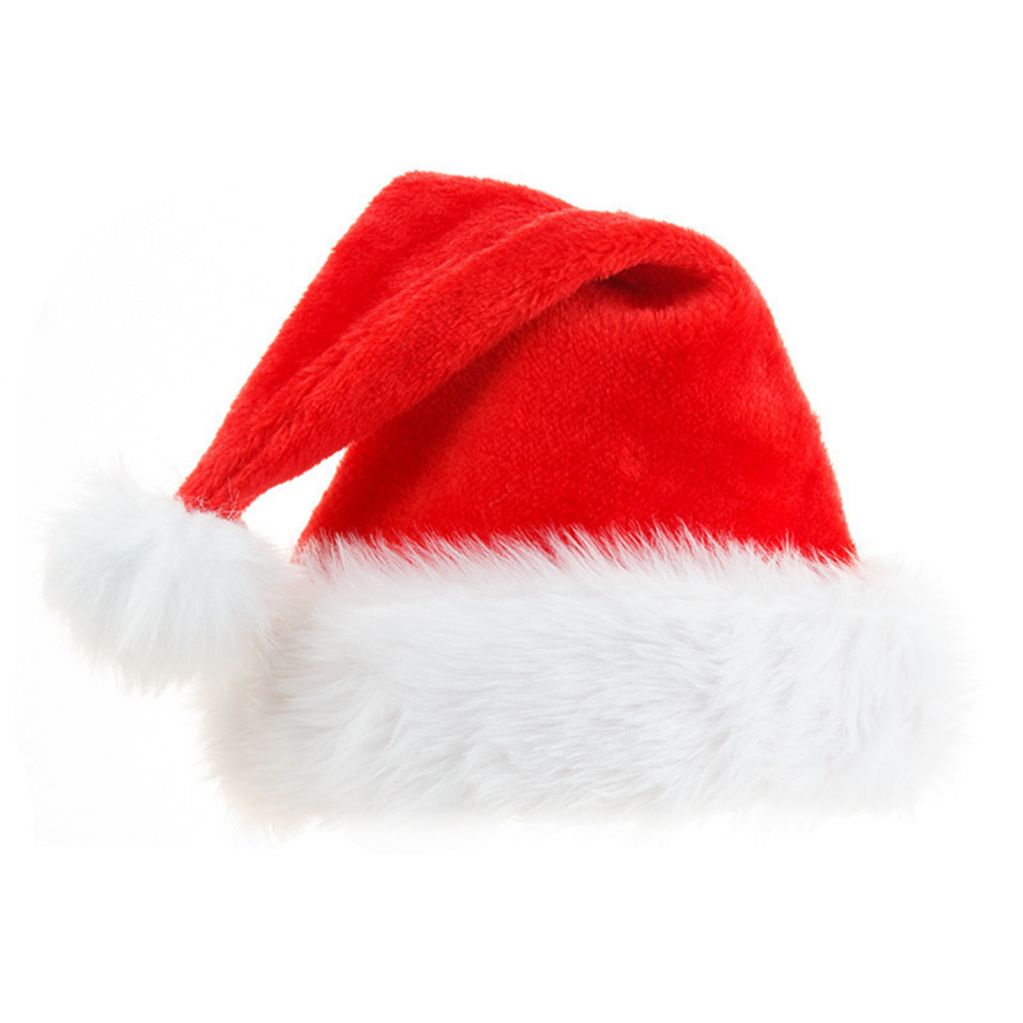 Topi Santa Claus Bahan Plush Tebal Warna Merah Dan Putih