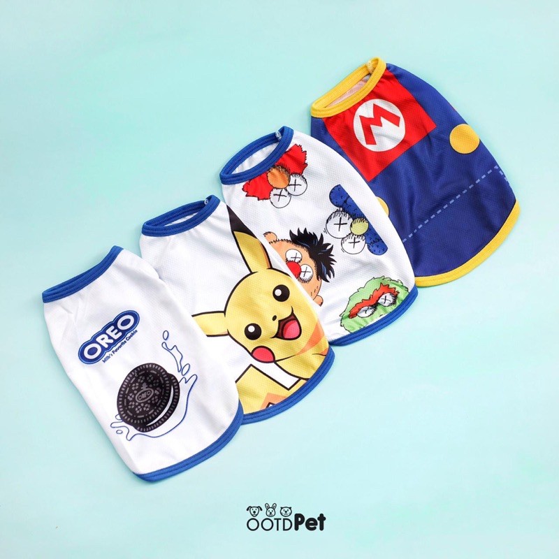 OREO/MARIO/PIKACHU/ELMO TEE || BAJU ANJING KUCING KELINCI