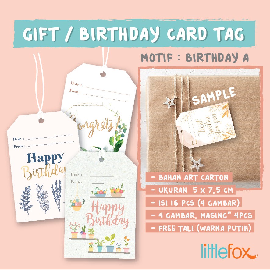 

LITTLEFOX - GIFT TAG / BIRTHDAY CARD TAG / TAG ULANG TAHUN