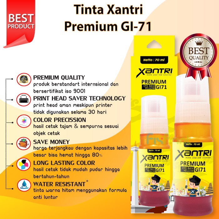 Tinta Xantri Premium GI71 GI-71 Black Pigment 135ml, Printer Canon PIXMA G1020 G2020 G3020 G3060