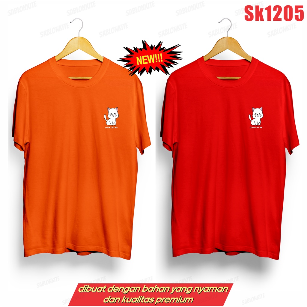 MURAH!!! KAOS LOOK CAT ME LOGO KECIL SK1205 THAILAND UNISEX COMBED 30S