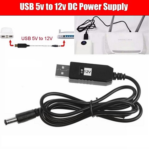 Kbel USB Power Supply Boost Line Dc 5V To 12v Step Up Converter Adapter Modem Router Adaptor TP link Indihome Huawei