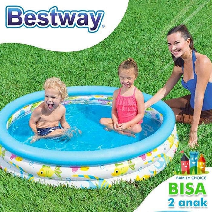 Mainan Kolam Renang Mandi Anak Bayi Bestway Ocean 122 cm x 25 cm + Pompa Injak 51009 Mainan Outdoor