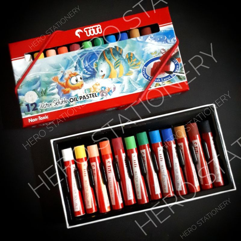 

Cat minyak larut air oil pastel padat titi warna dasar basic 12 warna PL-12WS