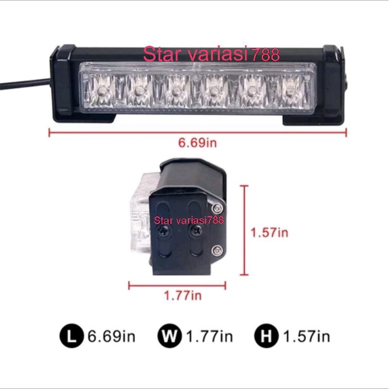 Lampu led kedip bergantian vama 6 mata 12 LED SRF 3019 waterproof