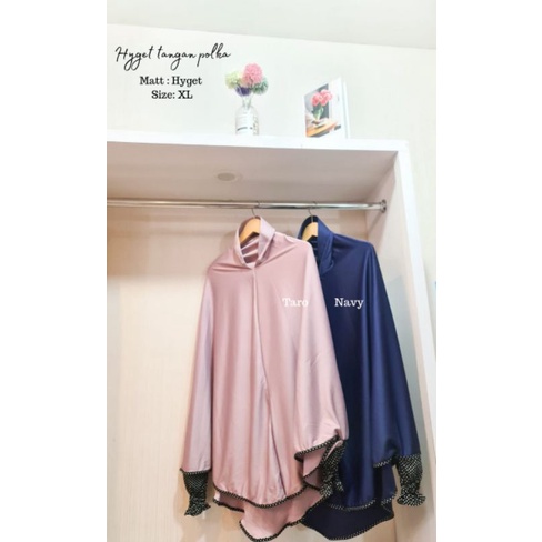 Hijab khimar Tangan Polkadot Jilbab Lengan Kombinasi Hyget || Hijab jumbo lengan polka || krudung lengan jumbo-3