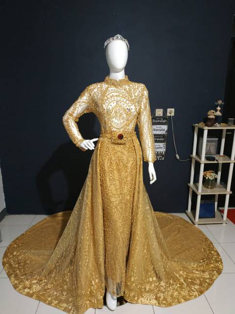 GAUN PENGANTIN AKAD KEBAYA FULL PAYET  PENJAHIT KONVEKSI LANGSUNG JAMIN TERMURAH