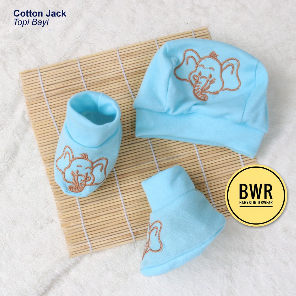 Topi Cotton Jack MIKA Gift Set | Topi + Kaos Kaki Bayi Motif Lucu - Bwr