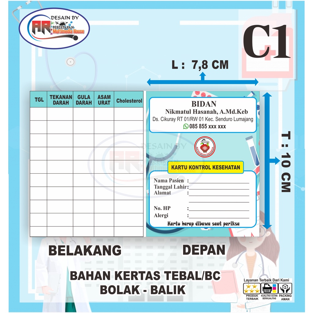 KARTU PERIKSA GULA DARAH, KOLESTEROL,  ASAM URAT DAN CHOLESTROL