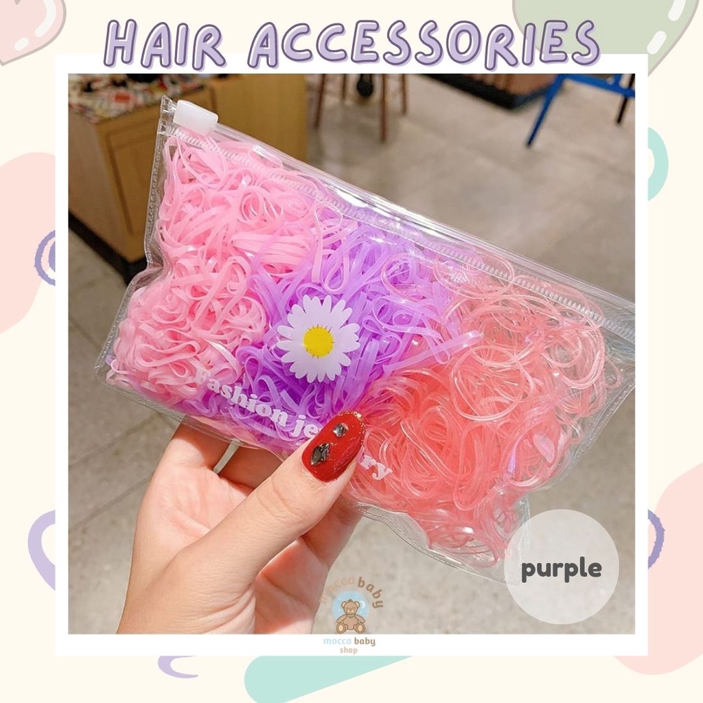 MBSS - KARET STABILO Free Pouch - 500PCS Ikat Rambut Karet Anak Jepang / Ikat Rambut Elastis / Ikat Rambut Anak Korea