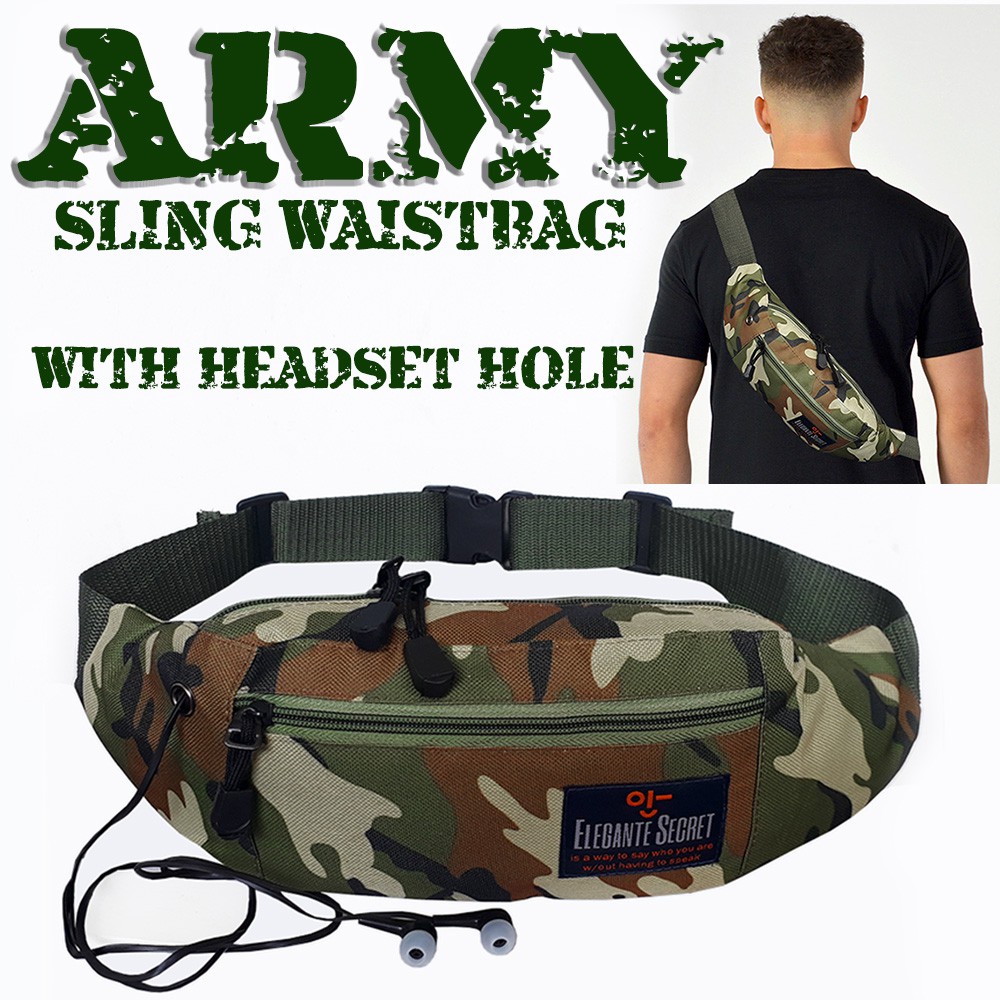 Tas Pinggang Pria Army Waistbag Cowok Loreng Soren Cowo Tas Selempang Laki laki