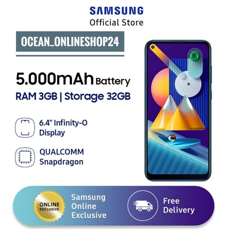 SAMSUNG Galaxy M11 RAM 3GB 32GB / RAM 3/32GB - BLUE - RESMI SEIN