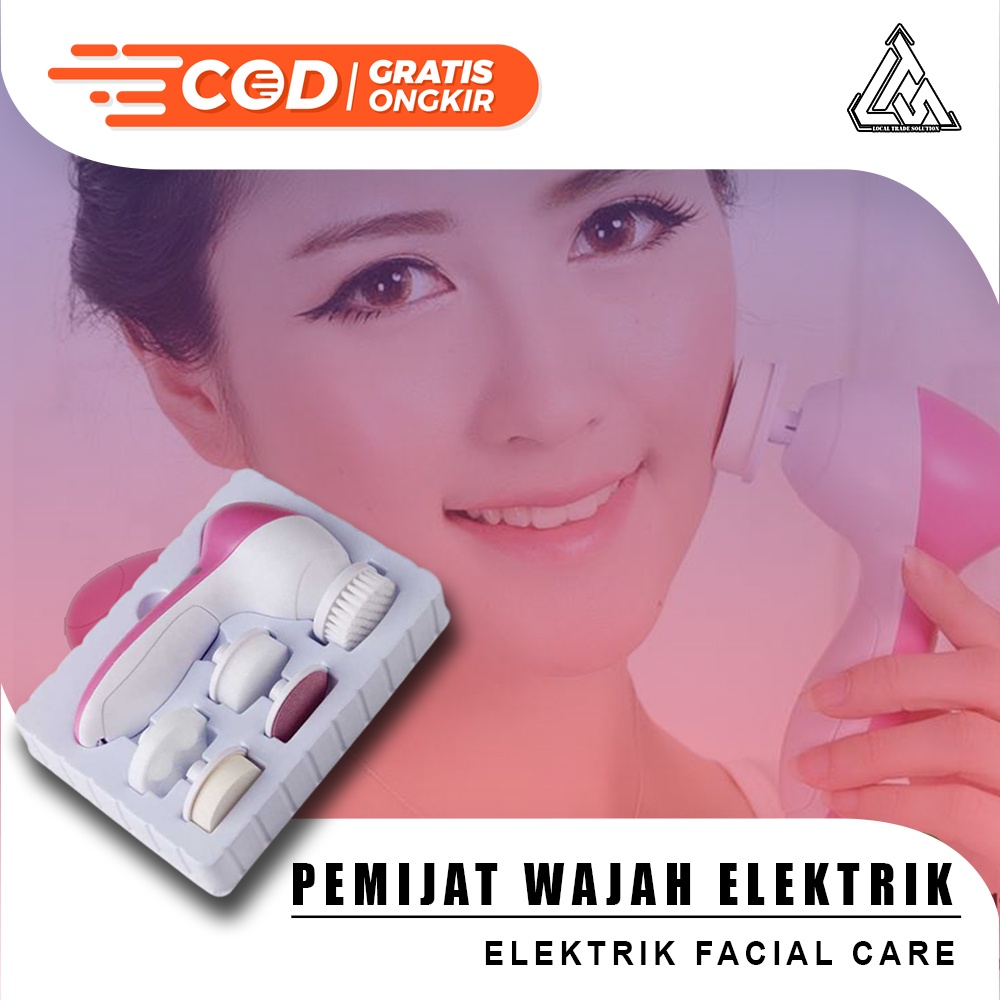 Pembersih Muka Sikat Wajah Elektrik Facial Care 5 in 1 Lumispa Pemijat Wajah Elektrik Alat Kecantikan Setrika Perawatan Wajah