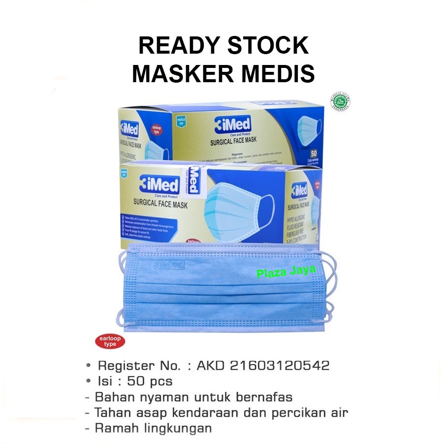 Masker Medis Imed / Imed Surgical Mask 3 Ply / Masker Bedah 50 Pcs