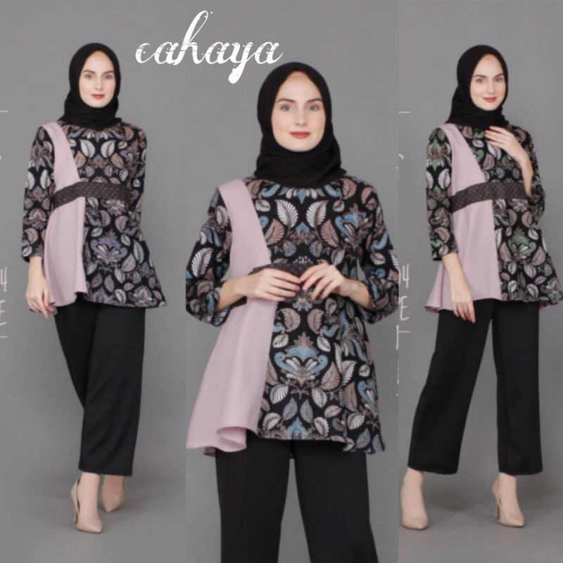 Tey-17 Batik Wanita Asj Sa Hrb026 Kenongo Kemeja Tosca Pendek