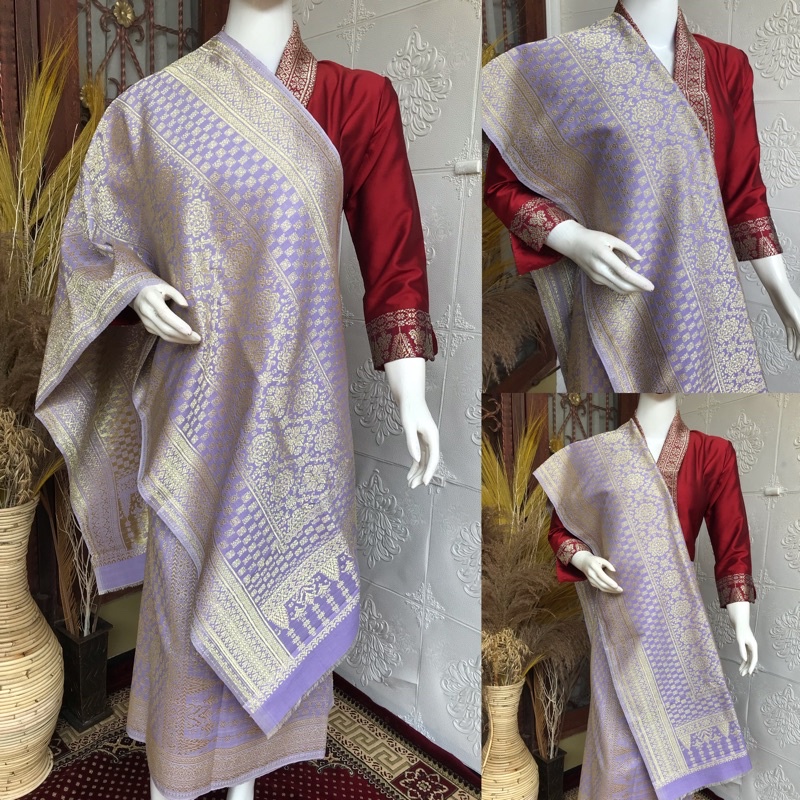 Terbaru Songket Lepus Ungu Lilac Gold ORI/ Songket tenun palembang asli tenun tangan ilham songket