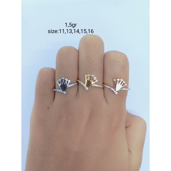 CINCIN PERAK 925 ASLI LAPIS EMAS/CINCIN CROWN MATA PUTIH/CINCIN ASLI SILER/CINCIN FASHION WANITA