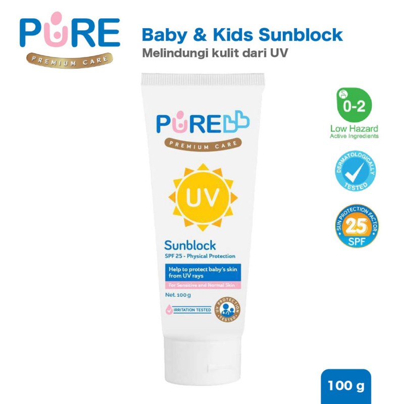 Purebb Sunblock SPF25 100gr/50gr - Krim Pelindung Kulit anak