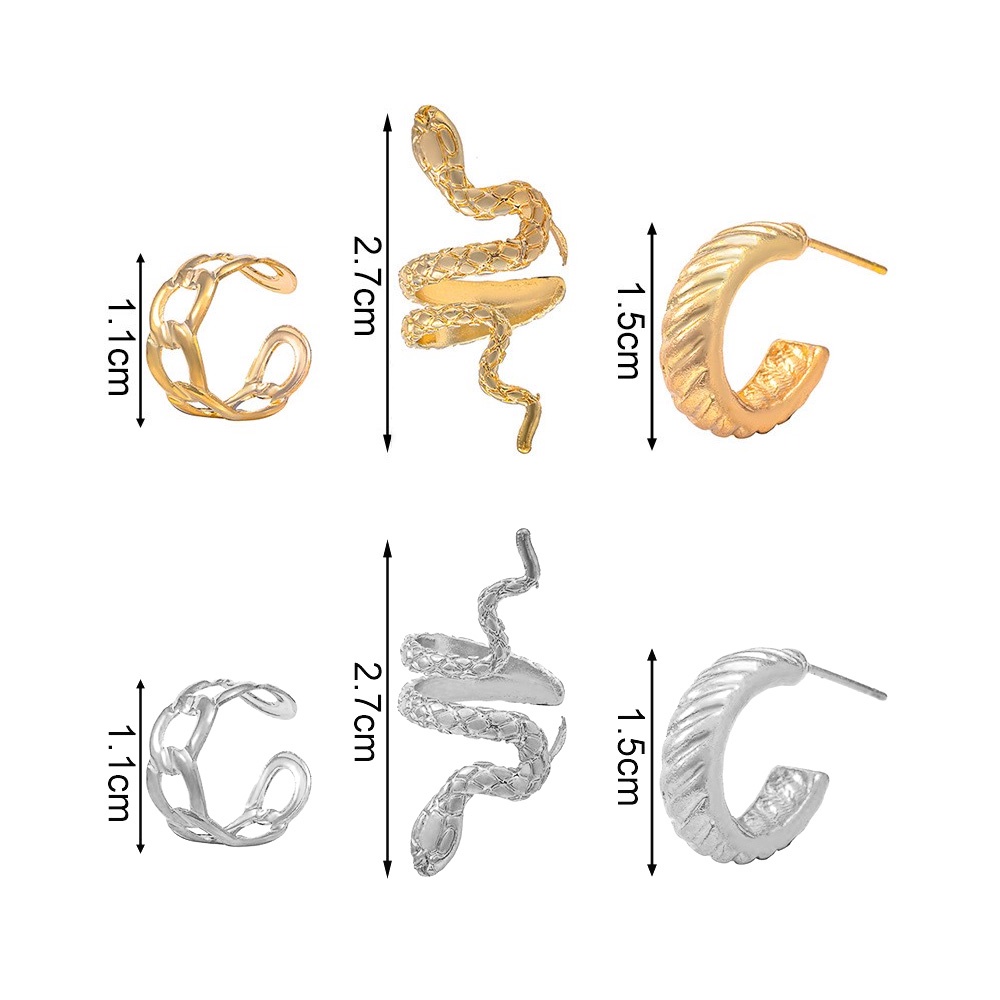 3pcs / set Anting Kait Gantung Wanita Desain Ular Gaya Elegan / Vintage / Minimalis Untuk Pernikahan / Pesta