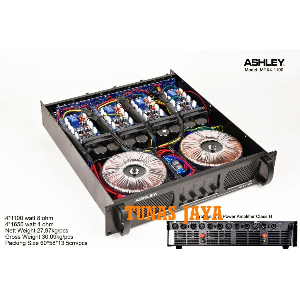 POWER AMPLIFIER ASHLEY MTX4-1100 POWER AMPLIMTX4-1100 ORIGINAL 4 CHANNEL