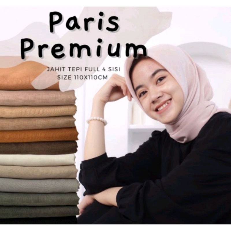 PARIS PREMIUM JILBAB SEGI EMPAT BASIC JAHIT TEPI / KERUDUNG ANAK SEKOLAH SEGI EMPAT ANTI LETOI