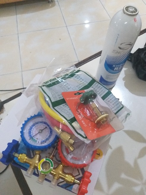 Paketan Freon Ac R22 Showa Testing Manifold Double + Can Tab 339 Krant + Freon R22 Showa Rumah