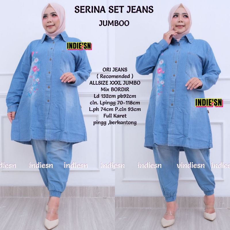 Serina Citra Poppy Prita Set Jeans Jumbo By INDIE'SN • Setelan Jeans Wanita • Atasan Blouse Tunik Ce