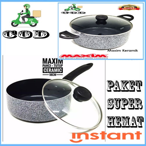 PAKET SAUCEPAN ISI 2PCS MAXIM NEOSTONE 18 CM+24 DUTCH OVEN + TUTUP KACA MANTAP