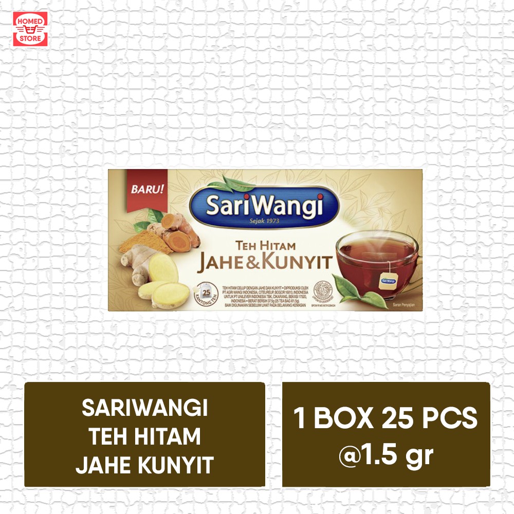 

SARIWANGI Teh Hitam Jahe dan Kunyit Celup 1 Box Isi 25 Pcs