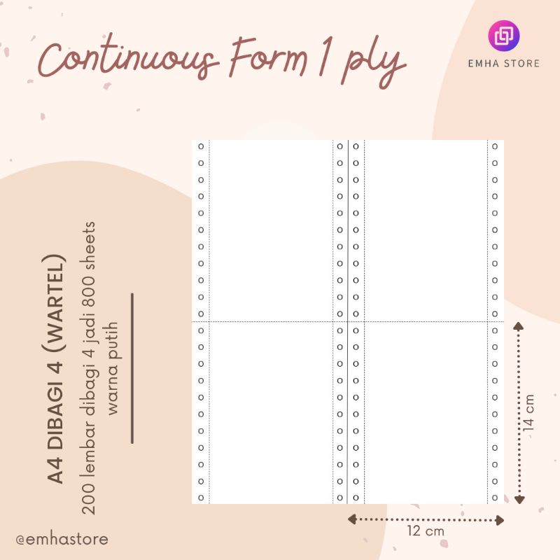 Jual Kertas Continuous Form Struk Ppob Pln Dibagi 4 Wartel 1 Ply 0 Lembar Indonesia Shopee Indonesia